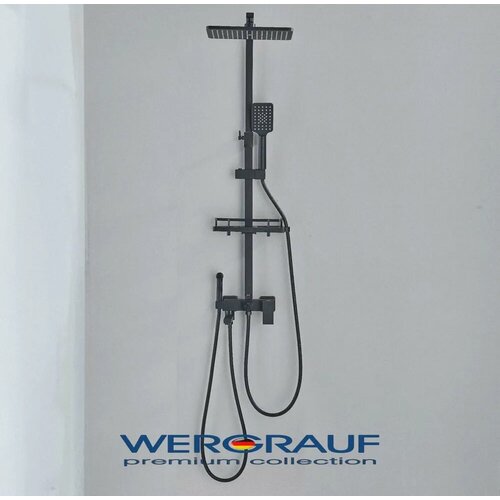 Душевая система Wergrauf 4P-2030B с тропическим душем цвет черный