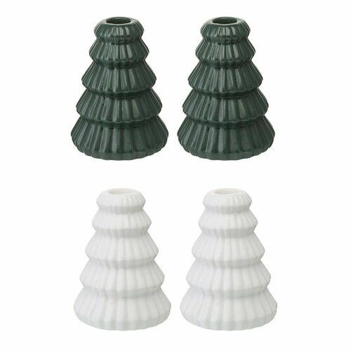 Набор подсвечников Tkano New Year Essential белый и зеленый 13 см 4 шт 4806₽