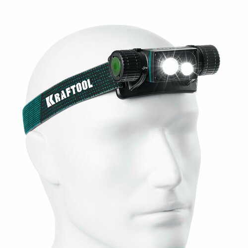 KRAFTOOL KH-7 1000 лм 4 режима 3в1 аккумуляторный налобныйручной фонарь 2200мАч 56450 3395₽