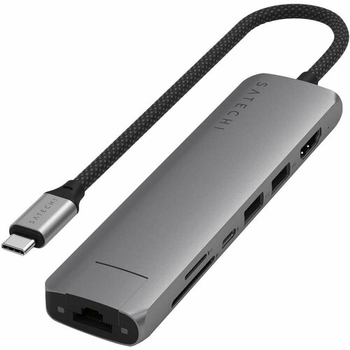 Адаптер для ноутбука Satechi 7-in-1 USB-C Slim Multiport Adapter with Ethernet серый космос ST-P7SM 7990₽