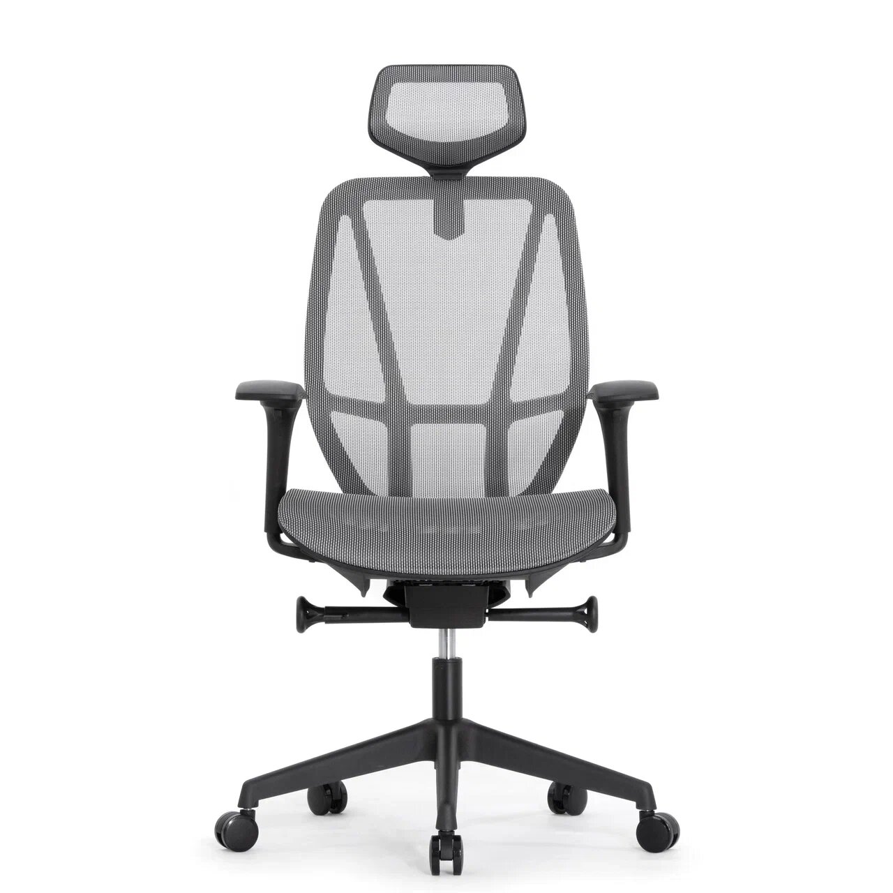 Кресло FALTO HOP ECO HT-702A (Чёрный каркас, обивка сетка серый, подголовник)