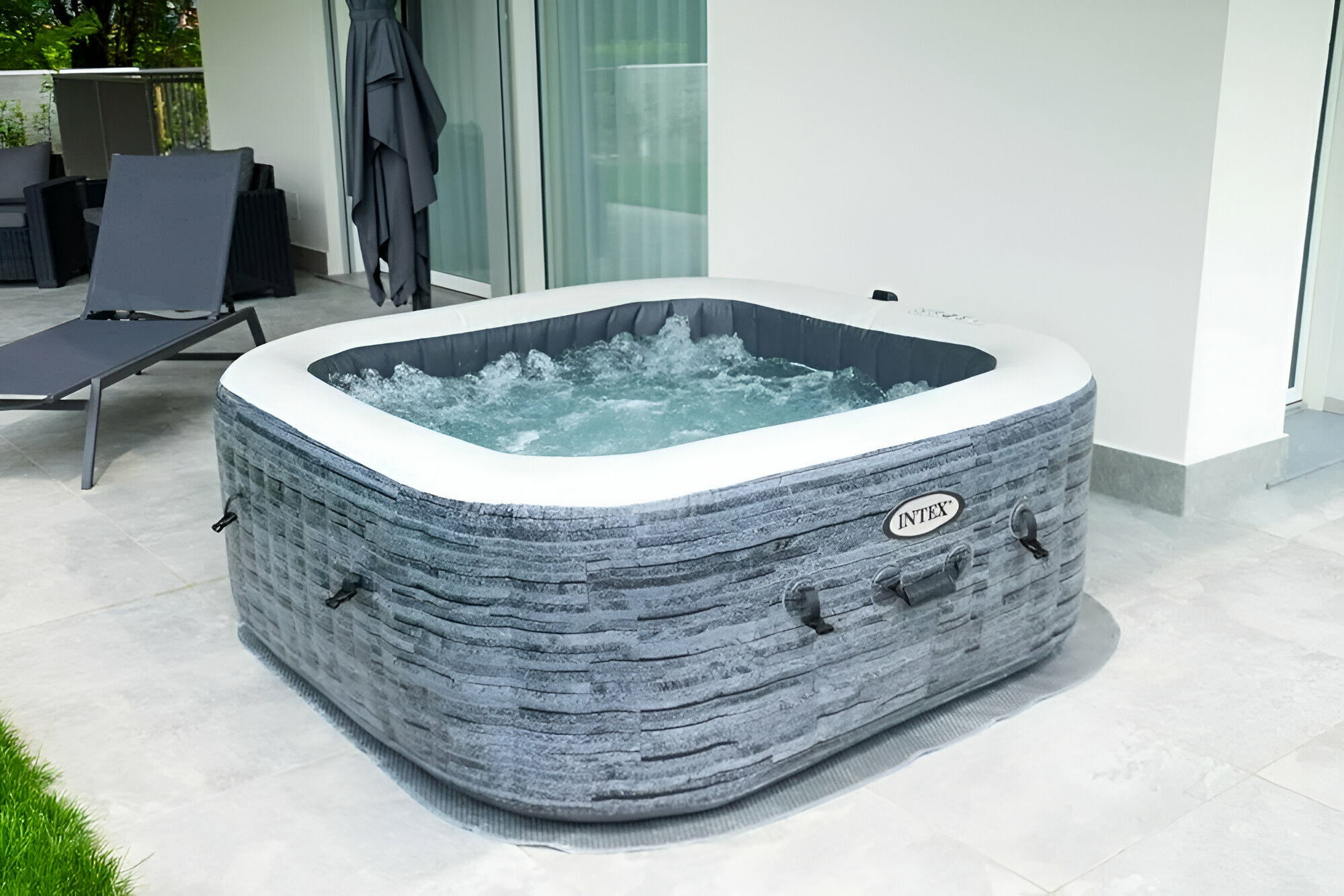 Надувная джакузи INTEX 28450 PureSpa Greystone Deluxe   4 места 175x71  диагональ 211см 