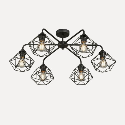 Изображение товара Люстра потолочная Vitaluce V42580-1/6PL, 6 ламп 18м2, Е27, макс. 40Вт, цвет черный матовый. %Распродажа!%