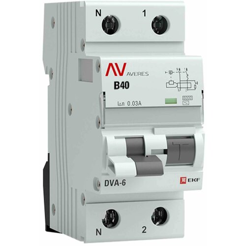 Дифференциальный автомат EKF Averes DVA-6 1P N C40 A 30 мА 6 кА AC rcbo6-1pn-40C-30-ac-av