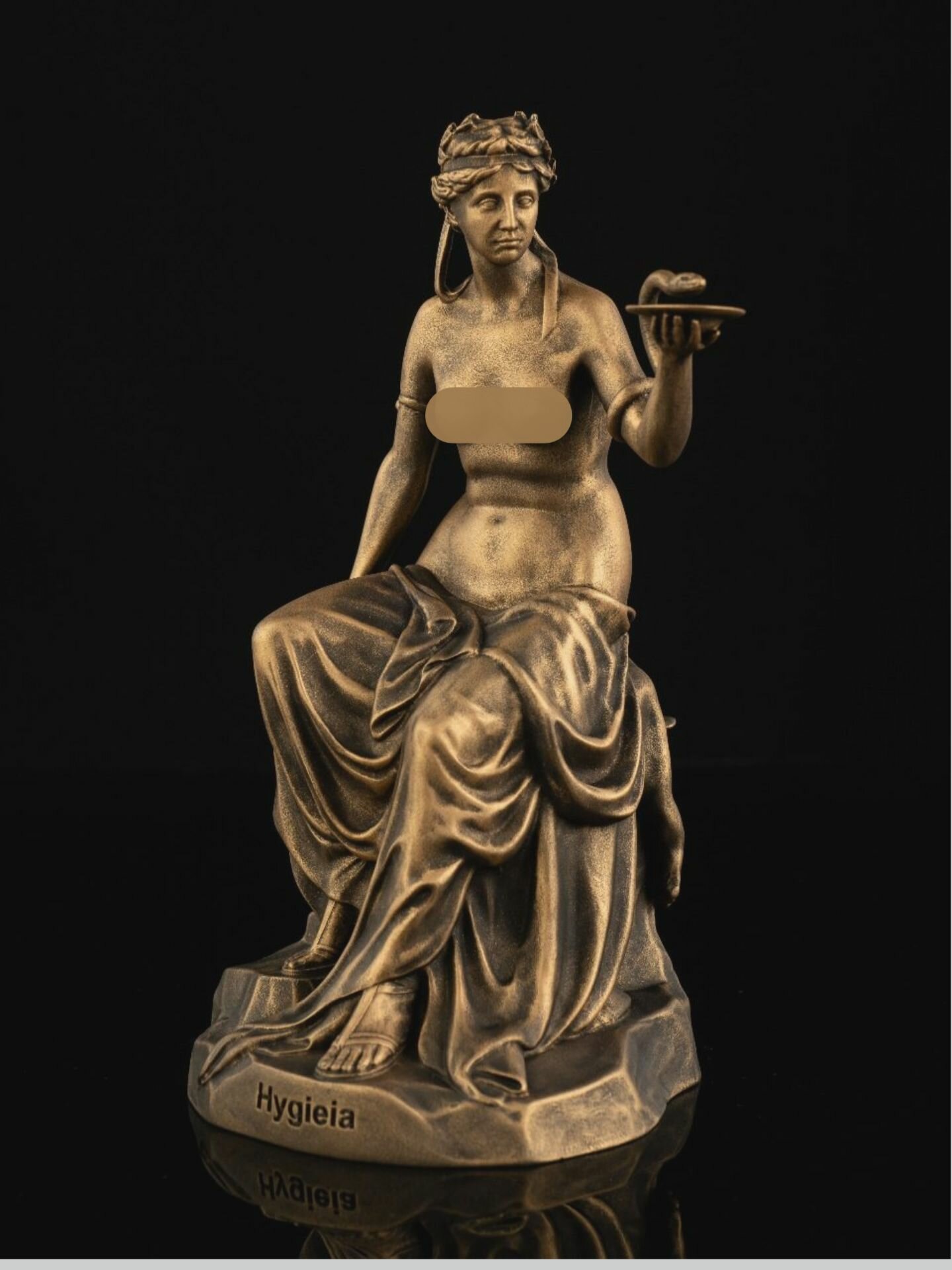 Статуэтка Гигея, литьевой мрамор, высота 17 см, цвет патина бронза — фото 1