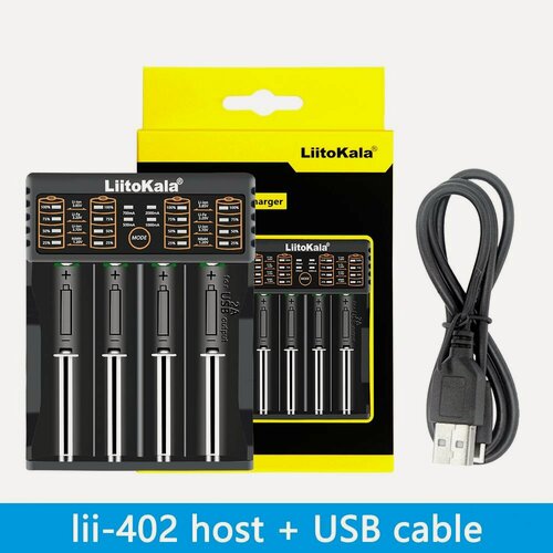Изображение товара Умное зарядное устройство LiitoKala Lii-402 18650, 1,2 В, 3,7 В, 3,85 В, для 26650, 18500, 18350, 17500, 16340, 14500