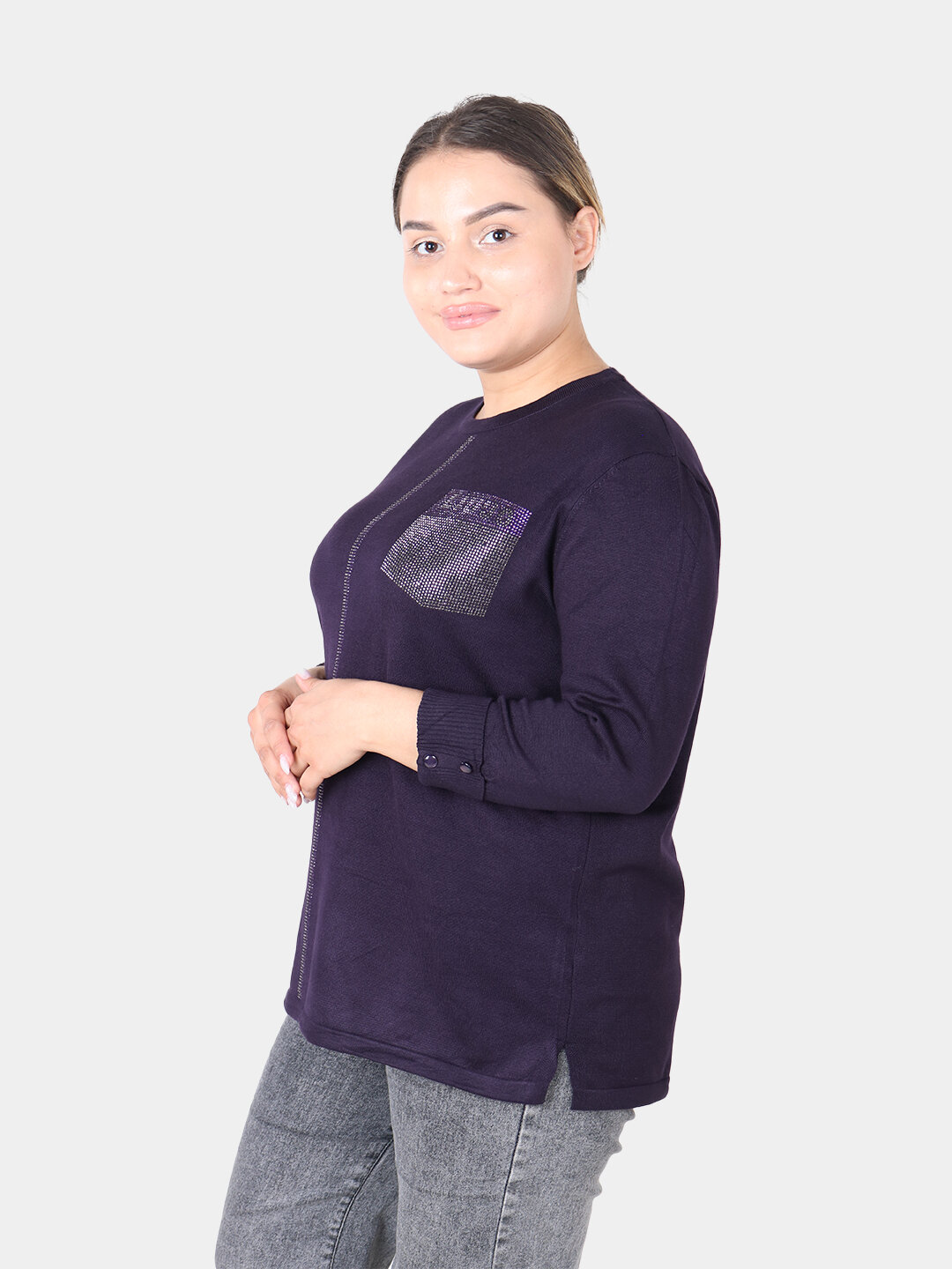 Свитер размер 54, , фиолетовый — фото 1