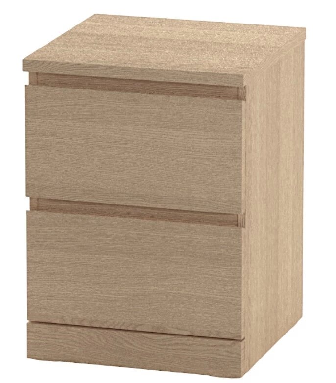 Мальм / VARMA Тумба прикроватная шведский стандарт 2 40x54.8x40 шпон беленый дуб