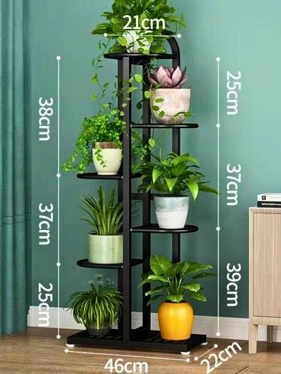 Железная подставка для цветов из 5 слоев для украшение сада цвет золотой 22x46x101см