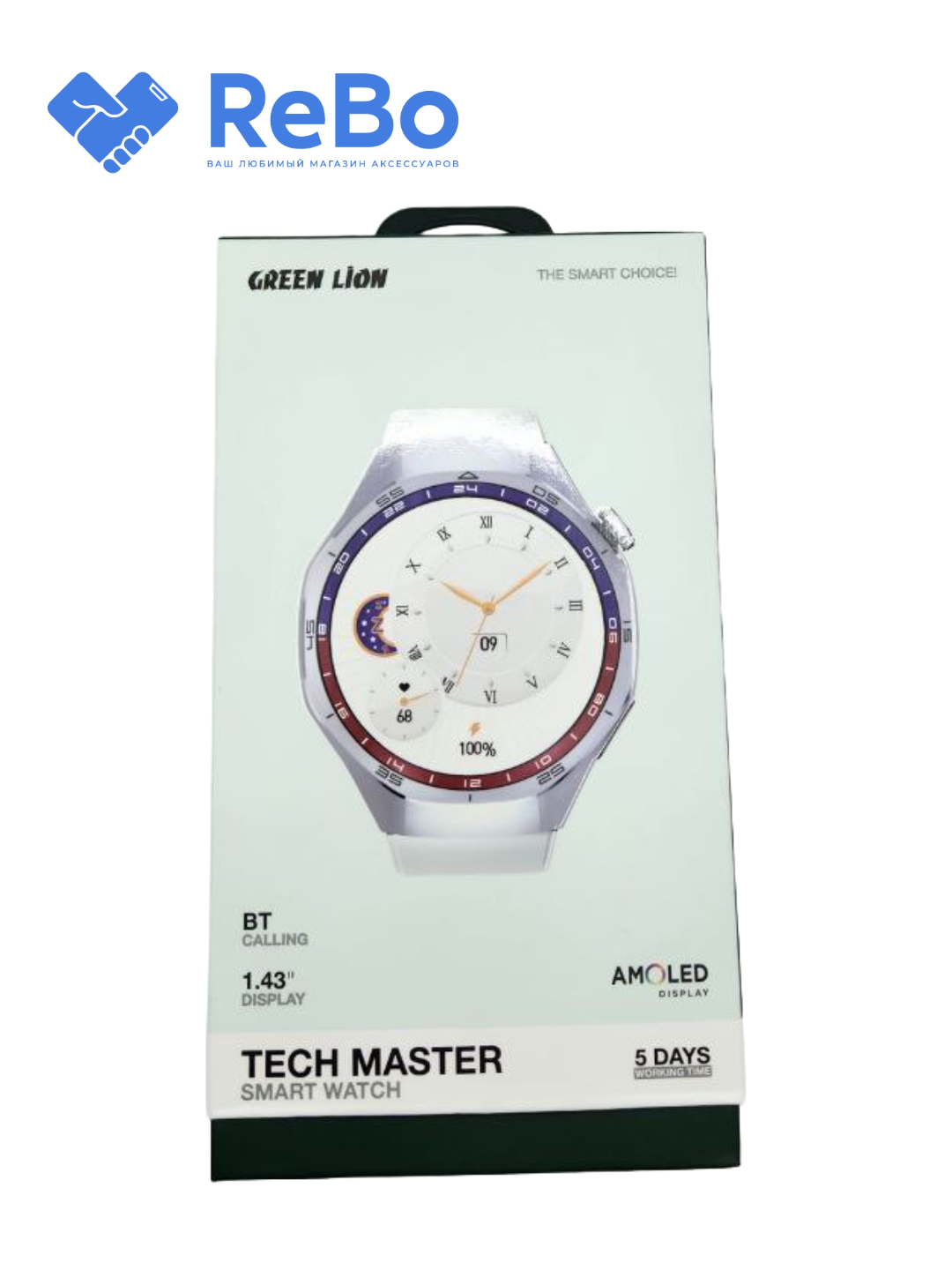 Green Lion Tech Master Smart Watch - Звонки по Bluetooth, 1.43" AMOLED Дисплей, 5 Дней Работы — фото 1