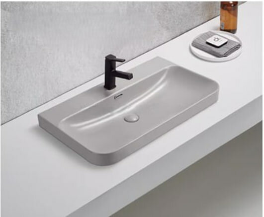 Раковина OTTO-813-50 , накладная, Серый цемент, керамическая, 50x46 см