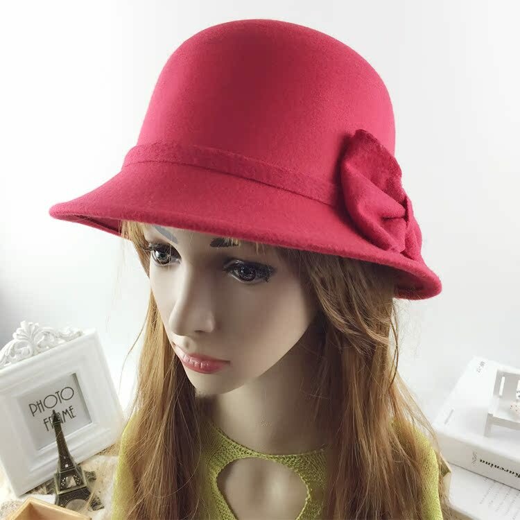 Женская шляпа-котелок с большим бантом, корейский стиль, осенне-зимняя шерстяная шляпа-ведро, фетровая шляпа в британском стиле ретро