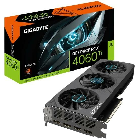 Видеокарта GIGABYTE NVIDIA GeForce RTX 4060TI GV-N406TEAGLE-8GD 8ГБ Eagle, GDDR6, Ret