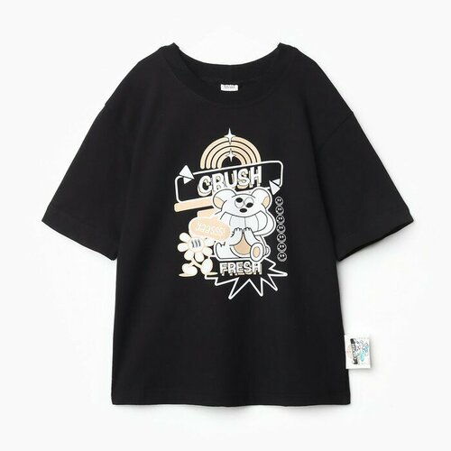 Футболка Minaku, размер 134, черный футболка детская minaku bright цвет чёрный рост 146