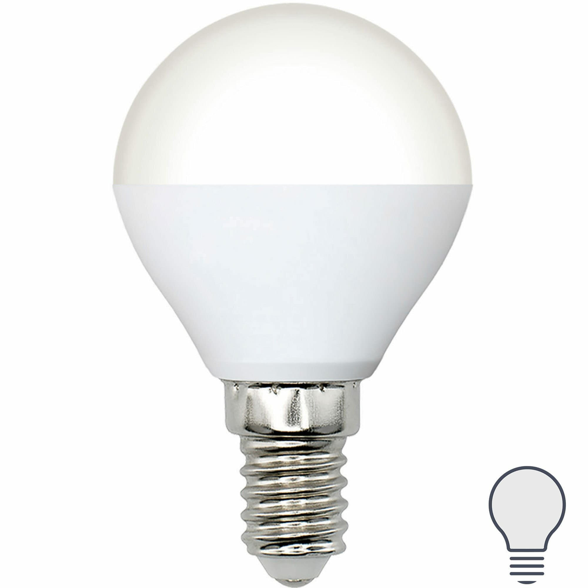 Лампа Volpe Е14 6 Вт шар матовая 600 Лм холодный свет. Набор из 2 шт.