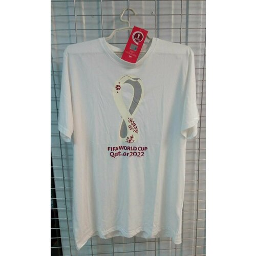Футбольная QATAR 2022 Чемпионат Кубок Мира по футболу Катар размер М ( русский 50 ) футболка белая