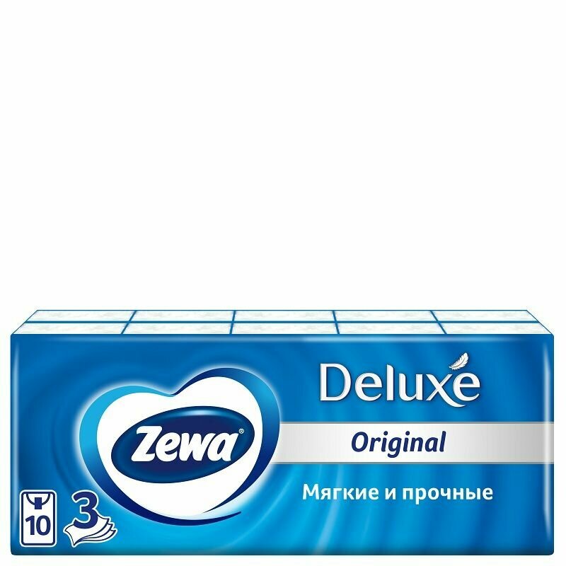 Носовые платки Zewa, Делюкс, 10 шт, 1 уп.