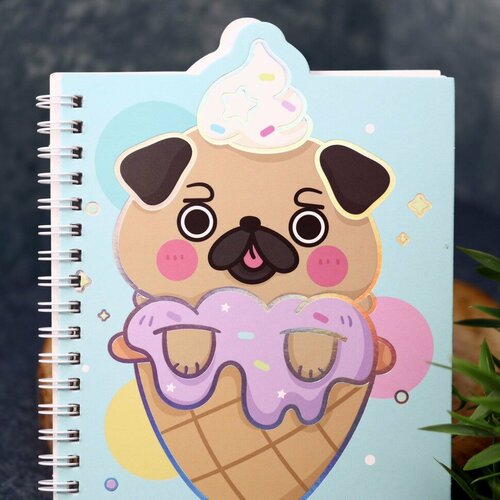 Блокнот (B6) «Pug ice cream», (18*13), 120 стр.