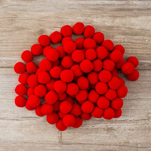 Помпоны декоративные PASSAN Россыпь, диаметр 20 мм, красные, 100 шт
