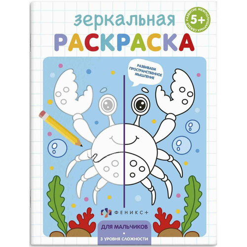 Раскраска для мальчиков Зеркальная раскраска 4 листа