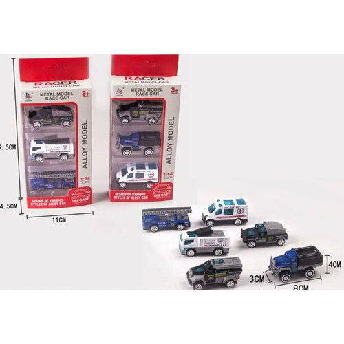 Набор машин 1:64 Police (3шт) в коробке набор машин 1 64 truck 6шт в коробке