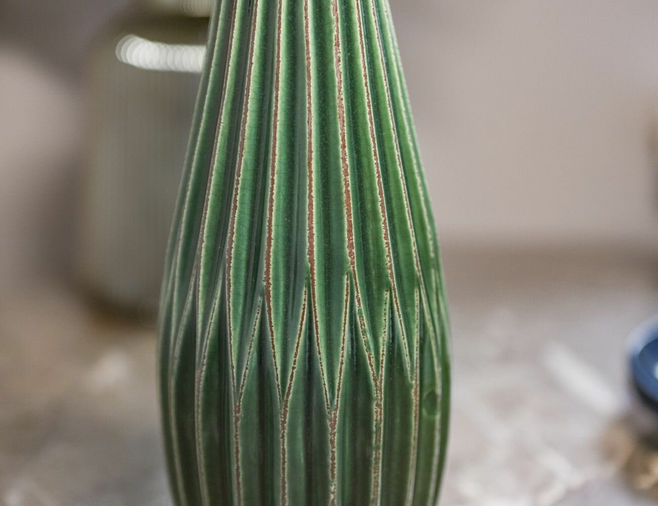 Керамическая ваза ленджи, зелёная, 24 см, Boltze 2006804-зелёная