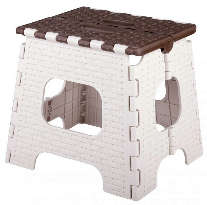 фото Табурет "Плетенка" складной, малый бежево-коричневый, 27*27*31 см арт.7097М