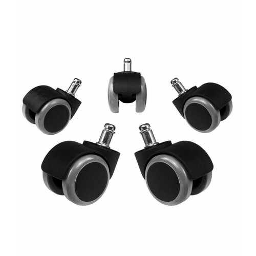 Колеса прорезиненные для кресла офисного черно-серые Колеса ролики для компьютерного кресла 5 шт 460₽