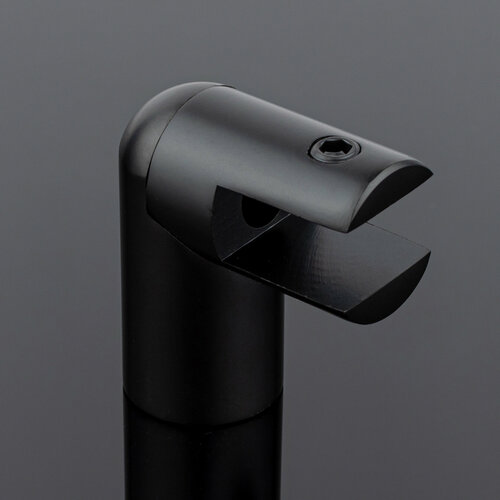 Держатель стекла ф19 торцевой 90°, черный матовый, латунь