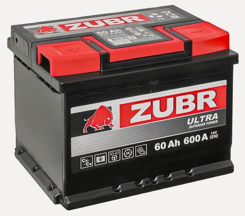 Изображение товара Аккумулятор автомобильный Zubr Ultra 60 А/ч 600 А прям. пол. Росс. авто (242х175х190) ZU601