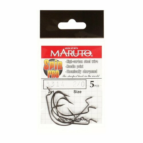 фото Крючки офсетные maruto, серия spin pro 3314, цвет bn, № 2/0, 5 шт.