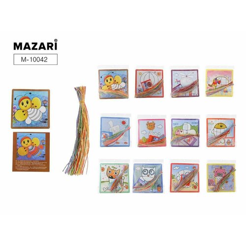 Набор для детского творчества Mazari Ниткография 12 картинок 26*26см набор для творчества ниткография бабочка
