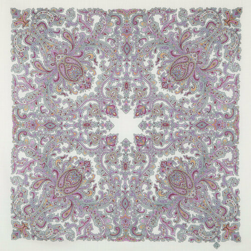 Платок Павловопосадская платочная мануфактура, 89х89 см, фиолетовый, розовый