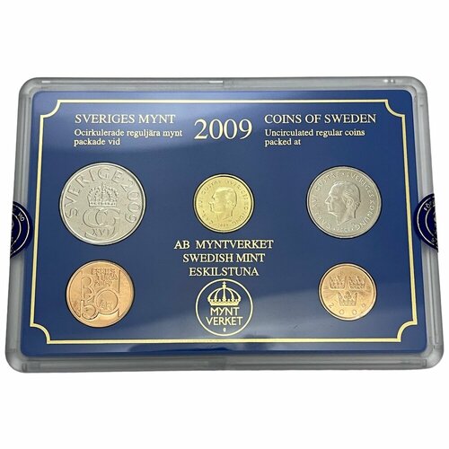 Швеция, набор монет регулярного выпуска, 50 эре, 1, 5, 10 крон Coins of Sweden 2009 г.