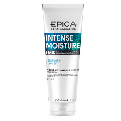 EPICA PROFESSIONAL, Intense Moisture Маска д/увлаж. и питания сухих волос, с маслом какао и экстрактом зардышей пш epica professional intense moisture маска увлажняющая для сухих волос с маслом какао и экстрактом зародышей пшеницы 250 г 250 мл туба