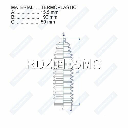 Пыльник рулевой рейки LAND ROVER (Ленд Ровер) 15,5*190*59 — фото 1