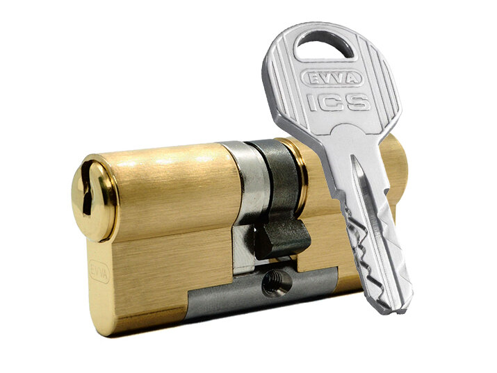 Цилиндр EVVA ICS ключ-ключ (размер 76х51 мм) - Латунь (3 ключа)
