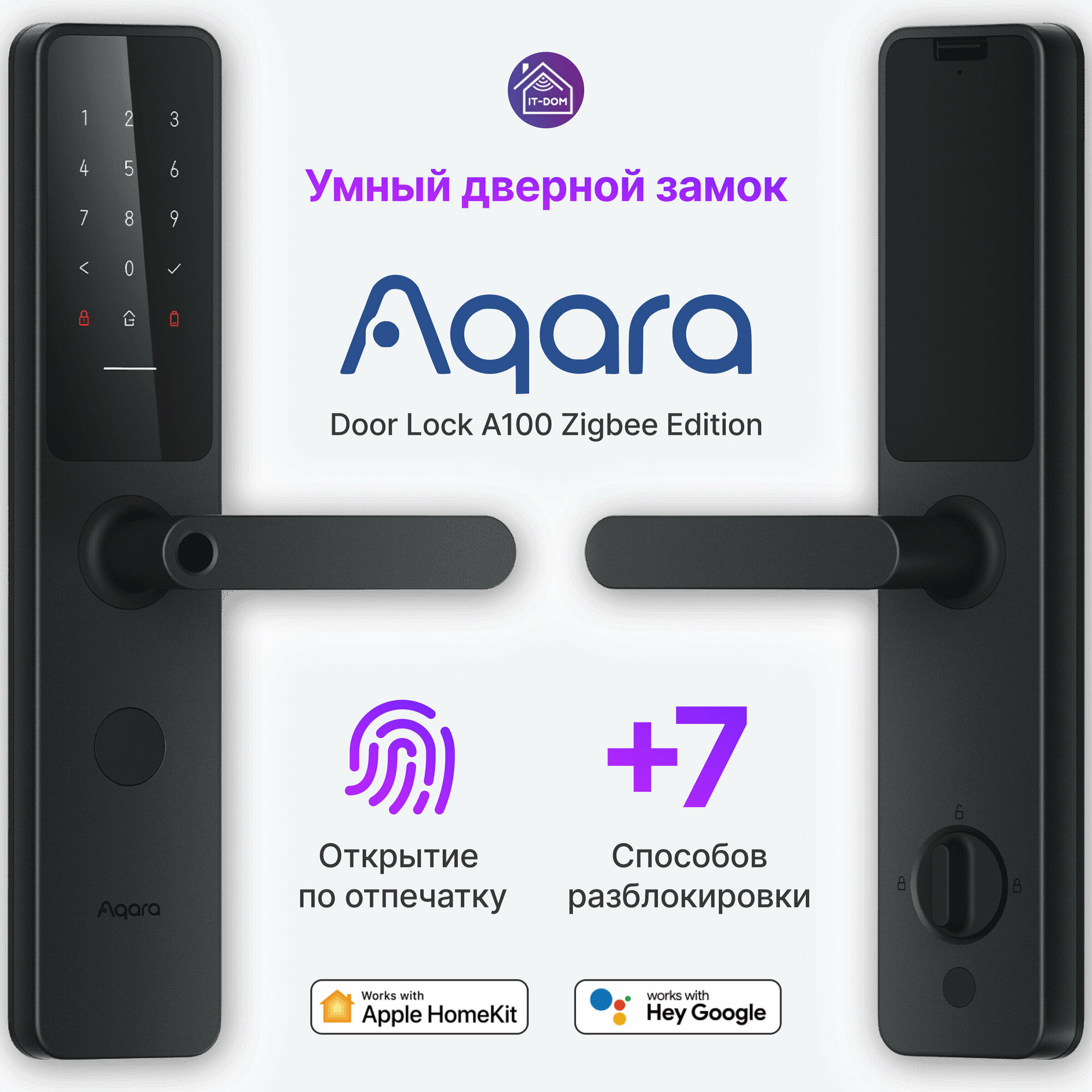 Умный замок Aqara A100 Zigbee врезной разбл.отпеч.паль. черный (ZNMS02ES) - фото №18