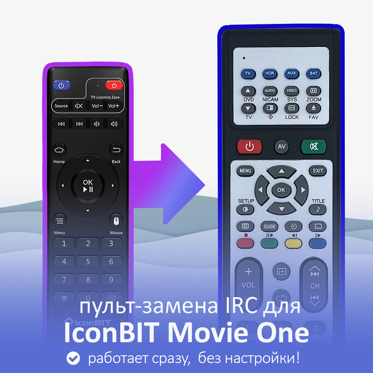 Пульт-замена для IconBIT Movie One (PC-0036W)