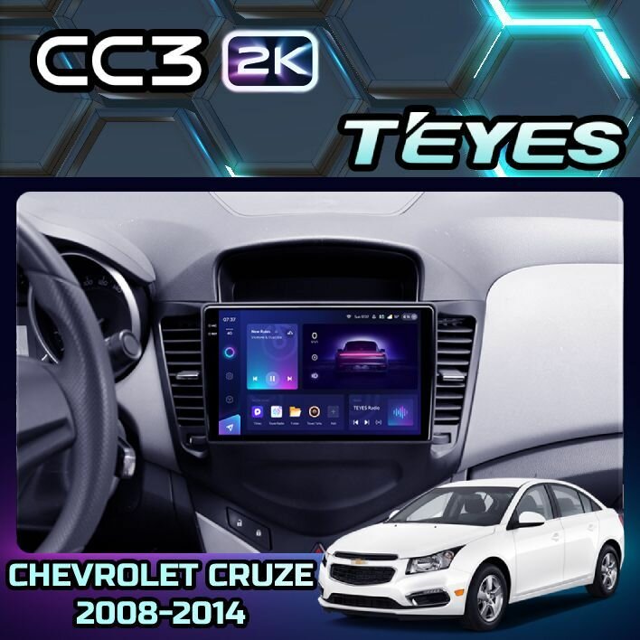 Магнитола Chevrolet Cruze J300 2008-2014 Teyes CC3 2K 4/32GB Тиайс, штатная магнитола, 8-ми ядерный процессор, QLED экран, 2 DSP, 4G, Wi-Fi, 2 DIN