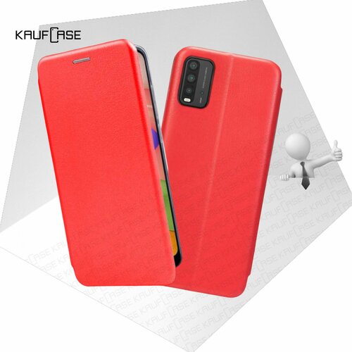 Чехол книжка KaufCase для телефона Xiaomi Redmi 9T (6.53), красный. Трансфомер чехол книжка kaufcase для телефона xiaomi redmi 6 5 45 красный трансфомер