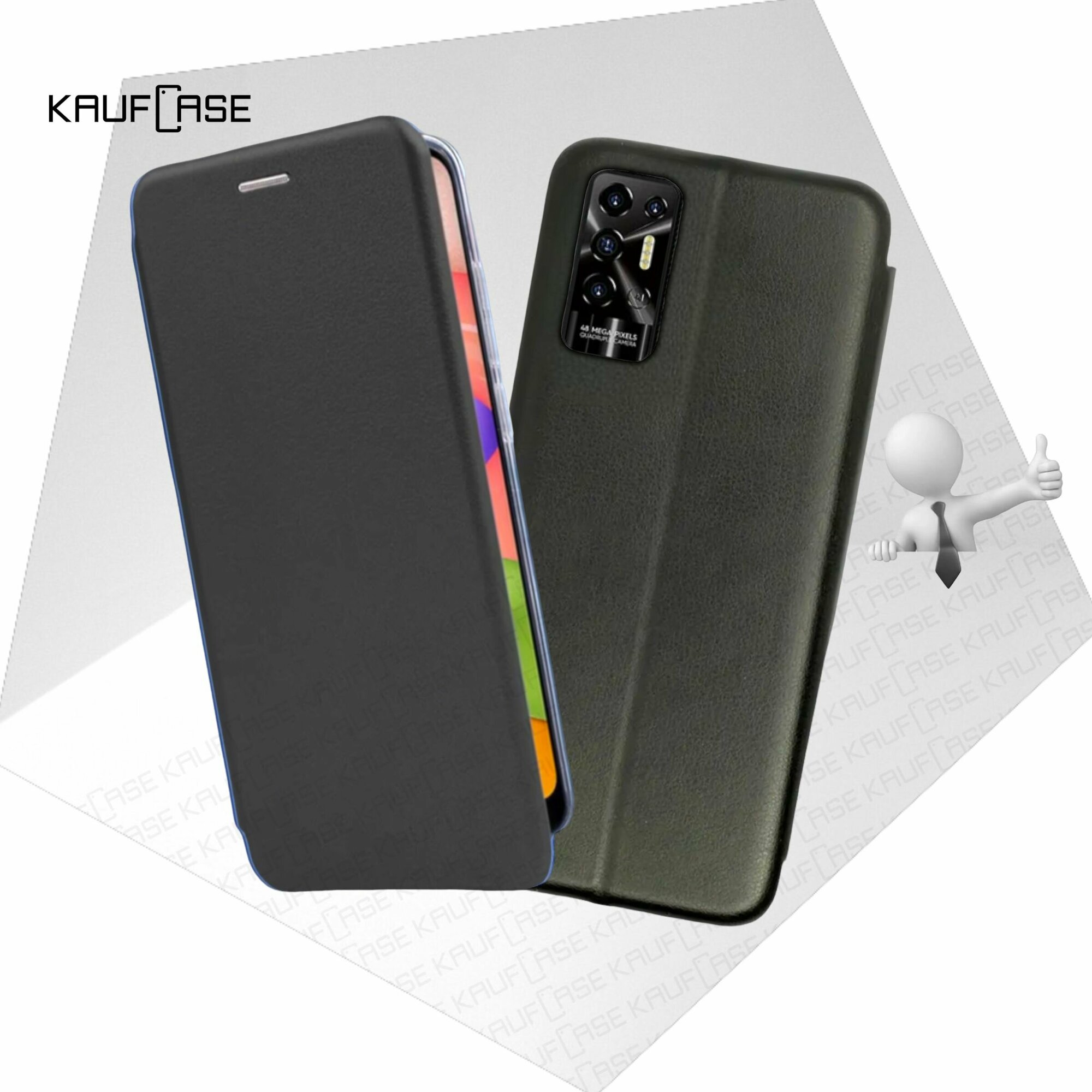 Чехол книжка KaufCase для телефона Tecno Pova 2 (LE7n) (6.9"), черный. Трансфомер