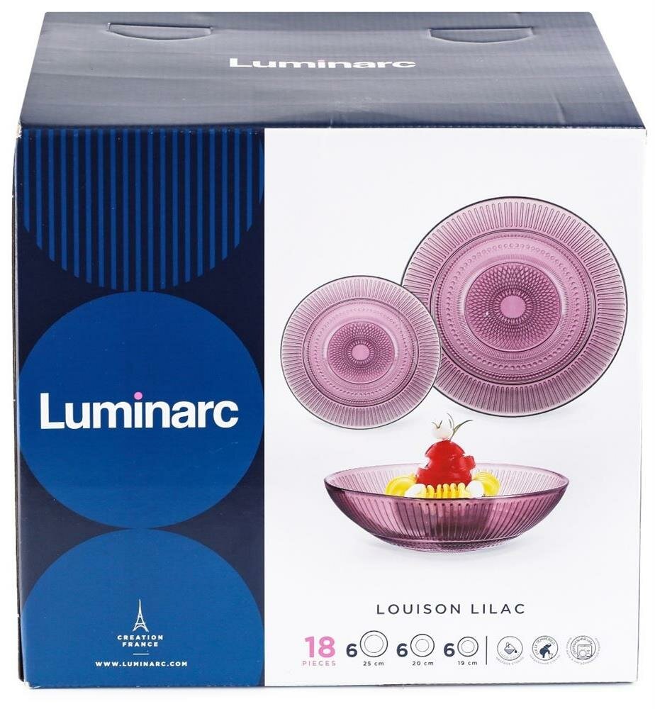 Столовый набор 18 предметов LUMINARC Луиз Лилак тарелки, стекло (O0316)