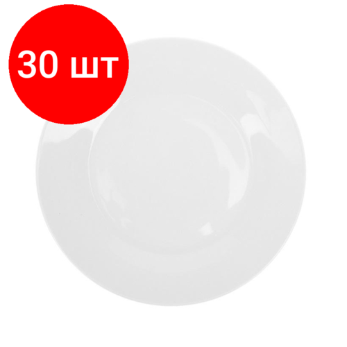 Комплект 30 штук, Тарелка Collage мелкая, фарфоровая, белая, d=20см, (фк386)