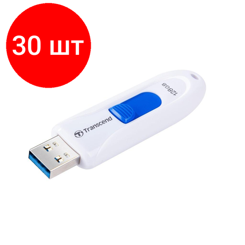 Комплект 30 штук, Флеш-память Transcend JetFlash 790, 128Gb, USB 3.1 G1, б/син, TS128GJF790W