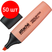 Комплект 50 штук, Маркер текстовыделитель Attache Selection Pastel 1-5 мм оранжевый