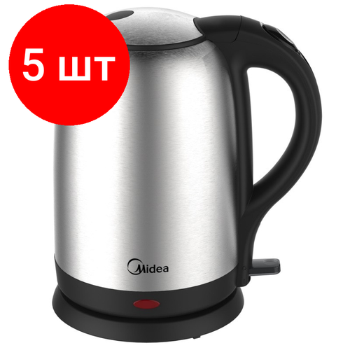 Комплект 5 штук, Чайник Midea МК-8030 1850-2200 Вт, 1.7 л нержавеющая сталь