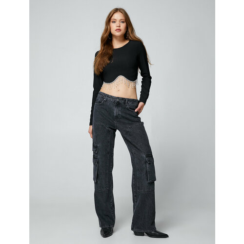 фото Лонгслив koton, размер s, черный