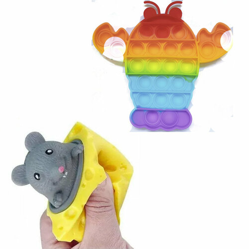 Набор Фуфлик мышь 2 шт жмякалка антистресс мялка поп ит рак