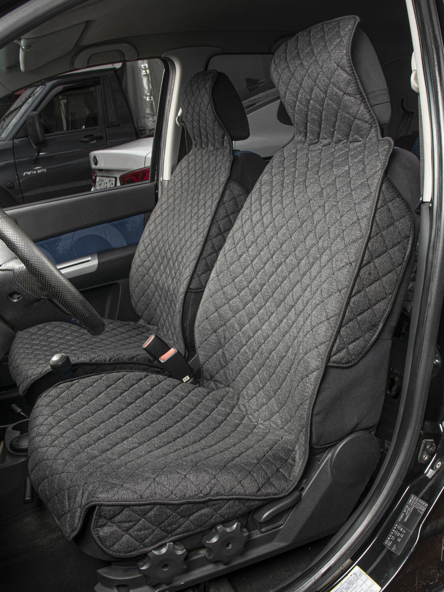 фото Комплект универсальных накидок для передних сидений, лён, черные